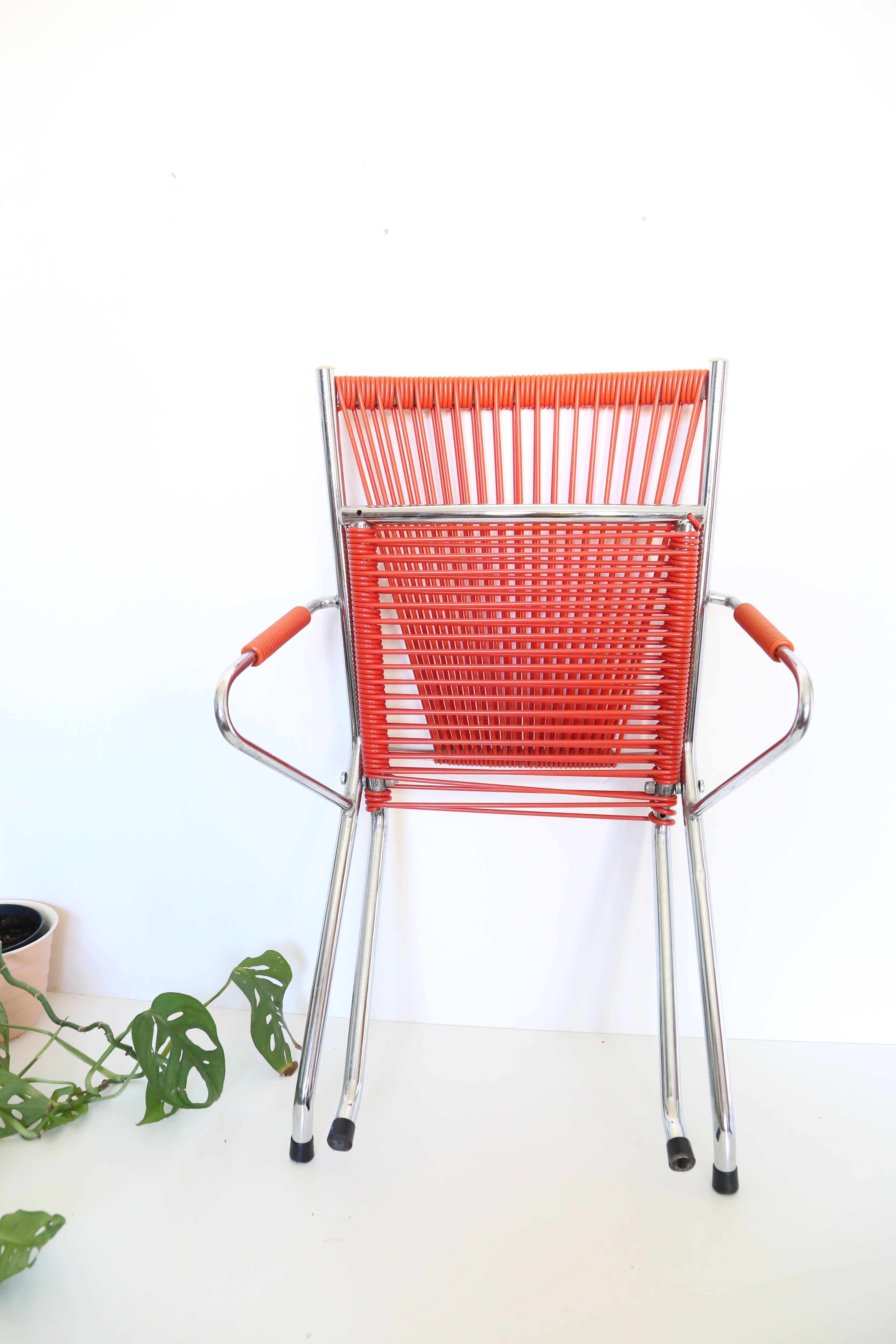 Children's armchair, folding, scoubidou and chrome, 1960