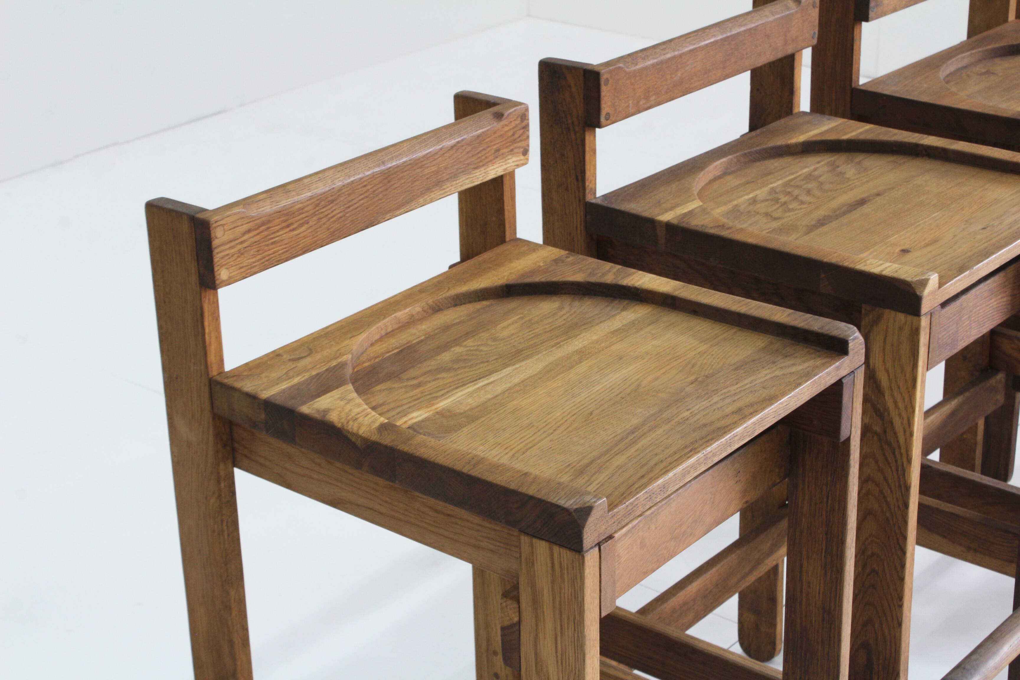 Vintage wooden bar stools 1960, set of 4