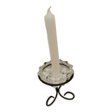 Bougeoir en verre socle en métal