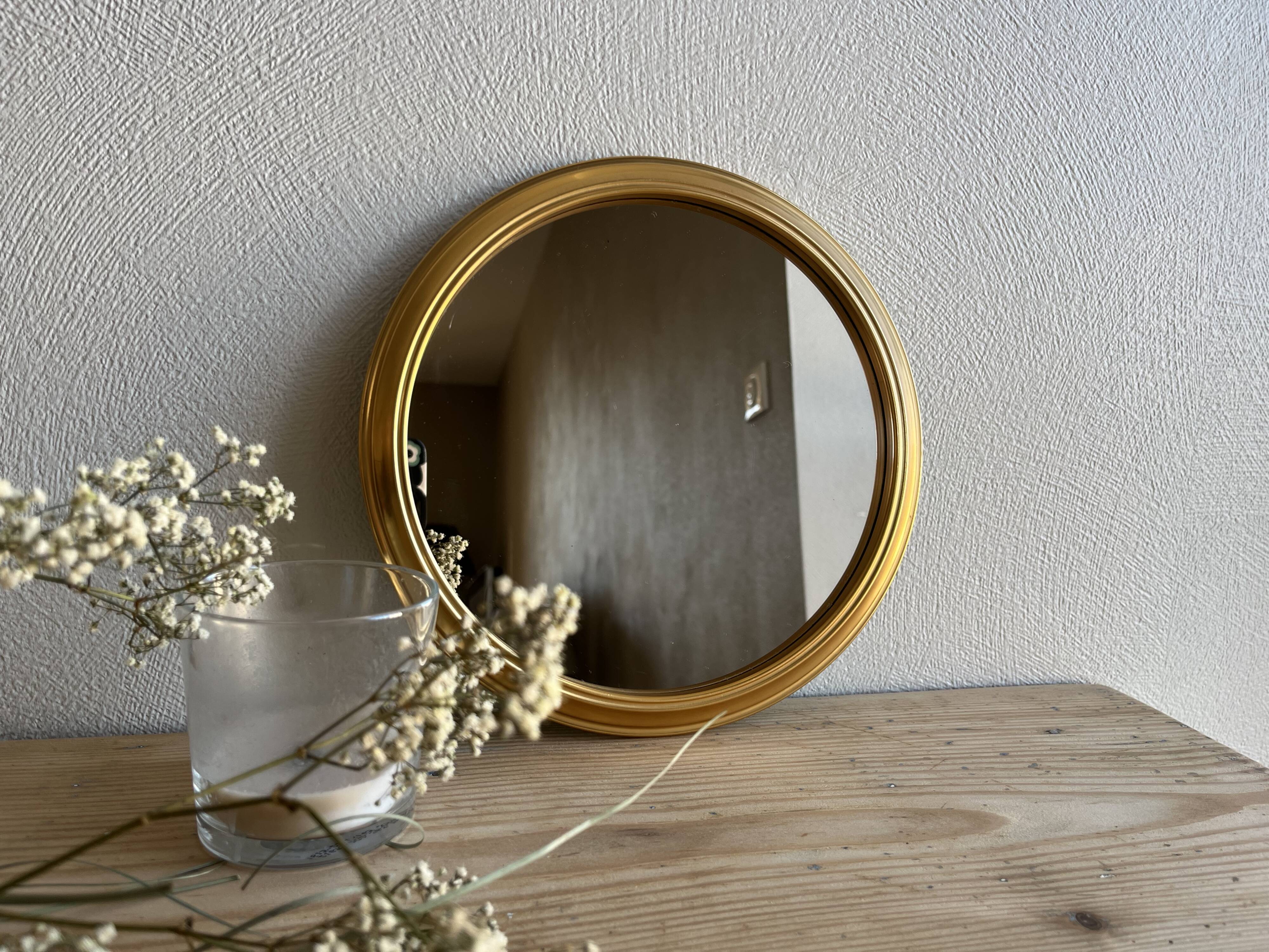 Miroir rond doré vintage