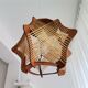 Vintage 1960s wood and straw wooden ceiling hanging lamp