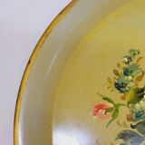 Napoleon III Painted Sheet Metal Tray Painted Metal Floral Decor Diameter 44.5