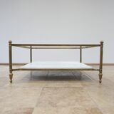Table basse en laiton et marbre blanc des années 70