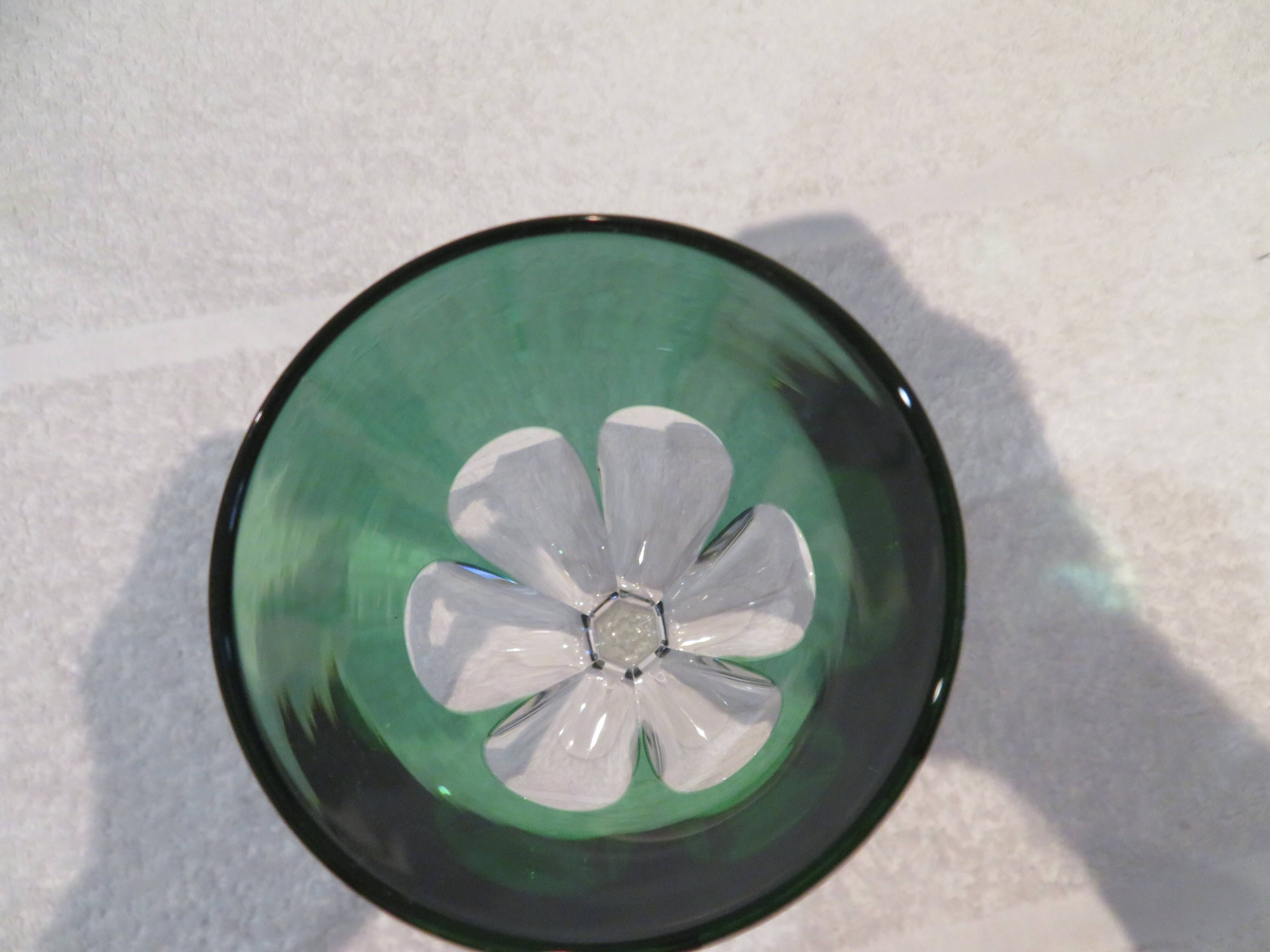 Baccarat crystal 12cl wine glass Genova model lined in fir green 19cm