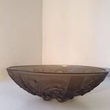 Art Deco smoked molded glass bowl signed Stella