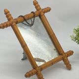 Vintage wooden bamboo style mirror