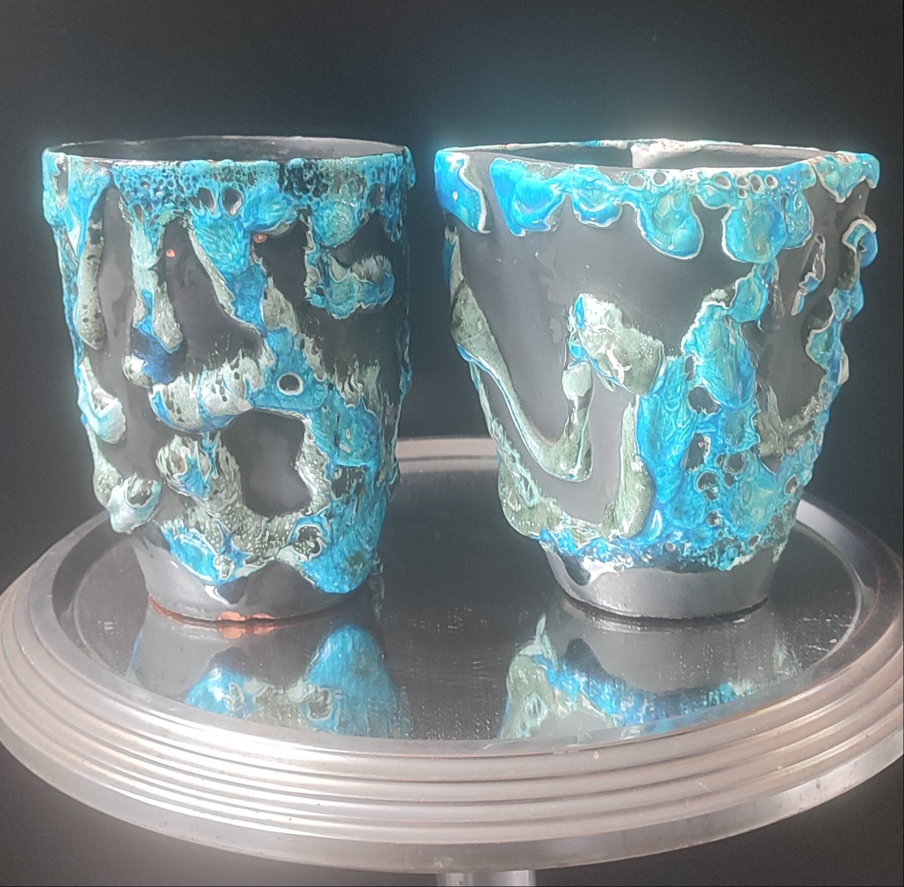 Milk jug and ceramic cup Cyclope Émaux des Glaciers Charles Cart