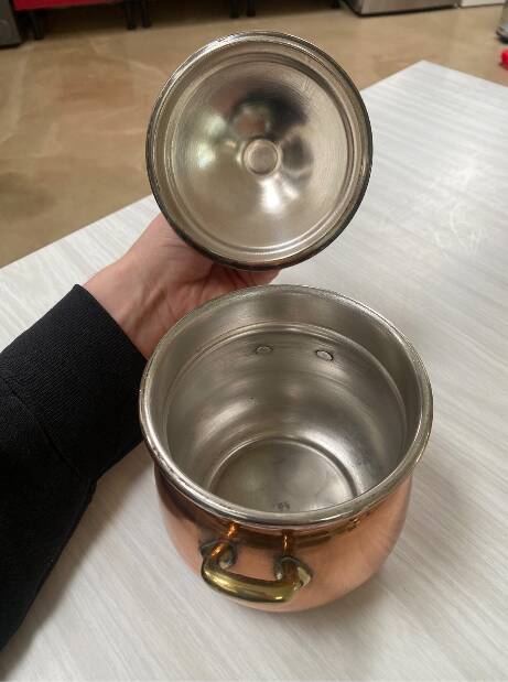 Antique solid tin-plated copper set – French manufacture – Gaillard