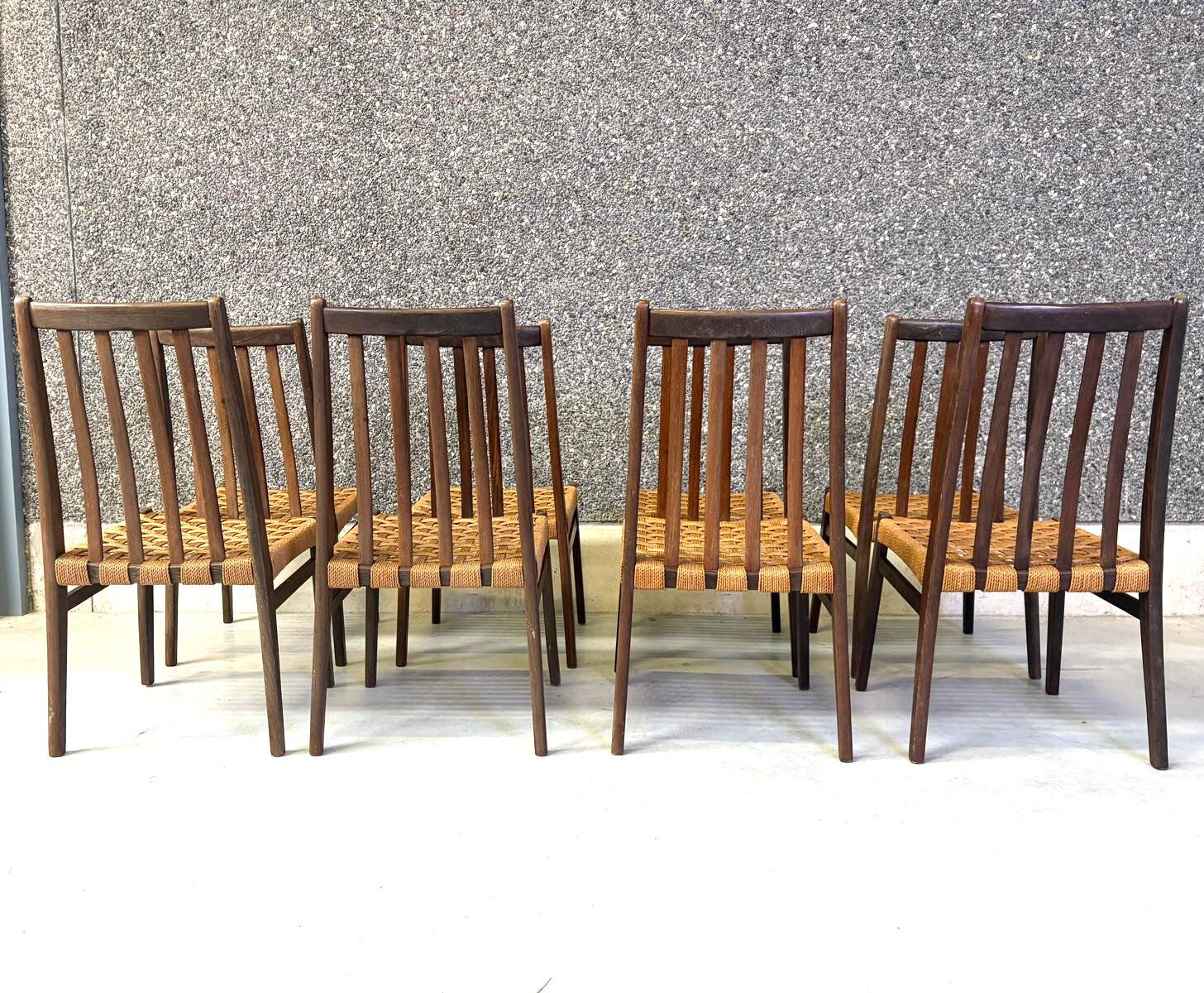 Danish cord dining chairs, set of 8 - 1960s