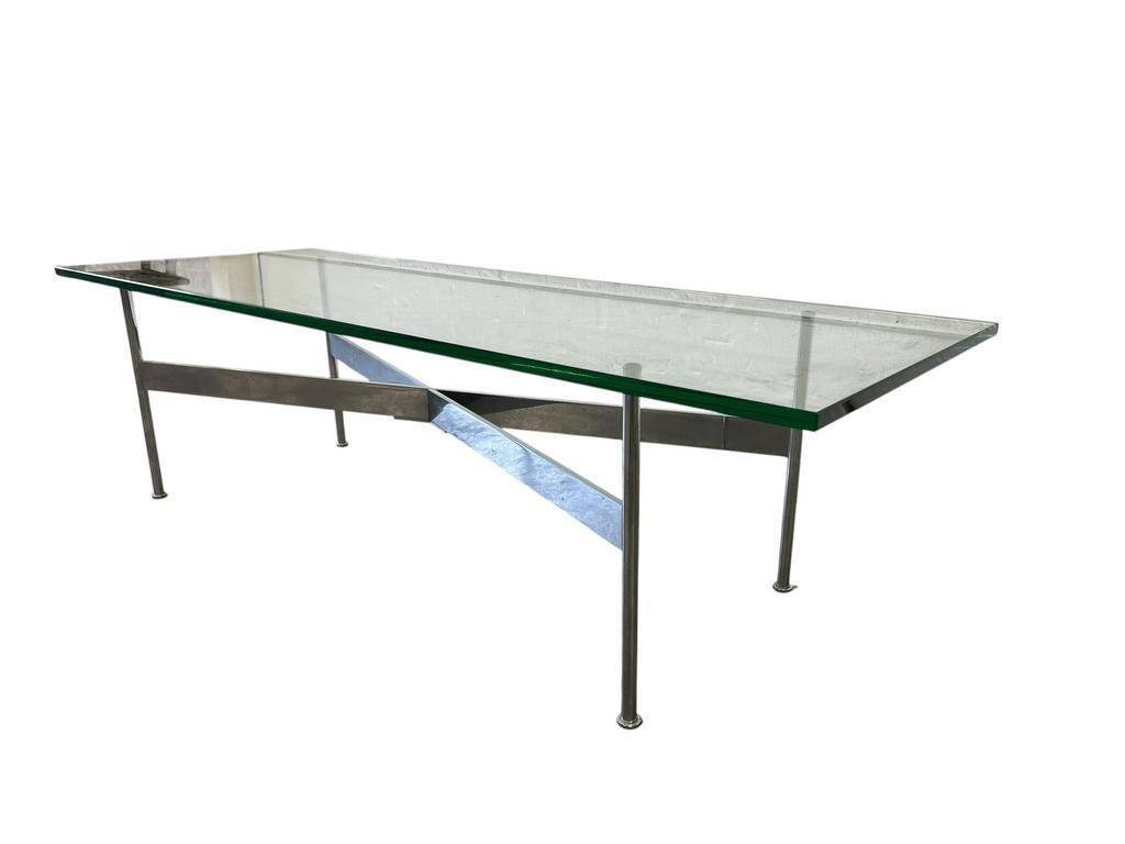 Vintage chrome coffee table / coffee table with glass