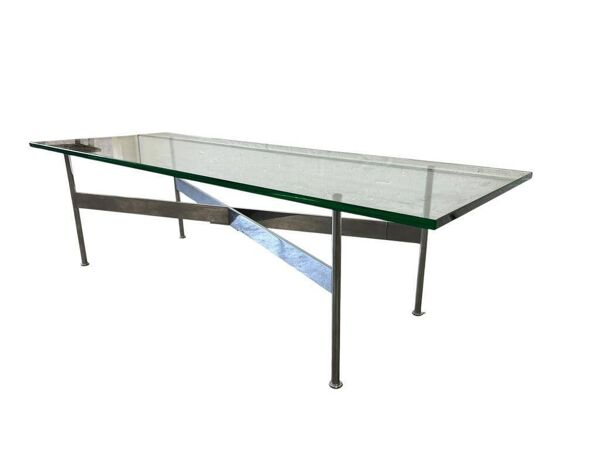 Table basse vintage chromée / table basse avec verre