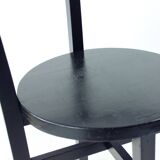 Set Of 4, Black Oak Dining Chairs, Czechoslovakia 1930s