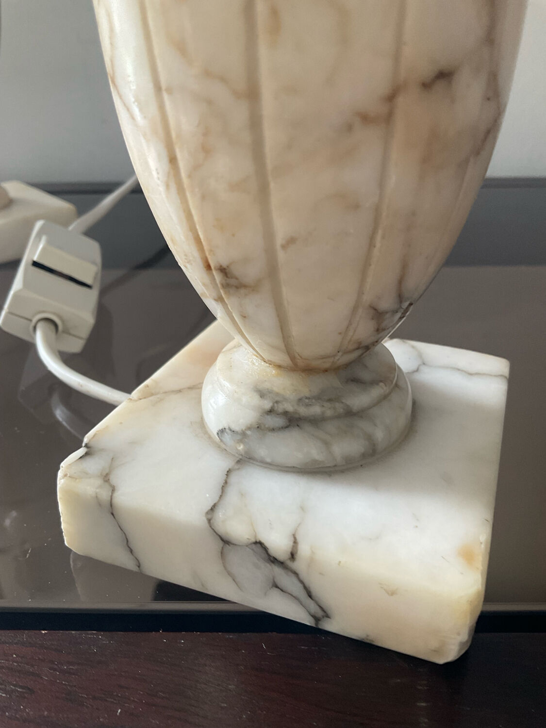 Pair of marble lamp bases from the 1950s.