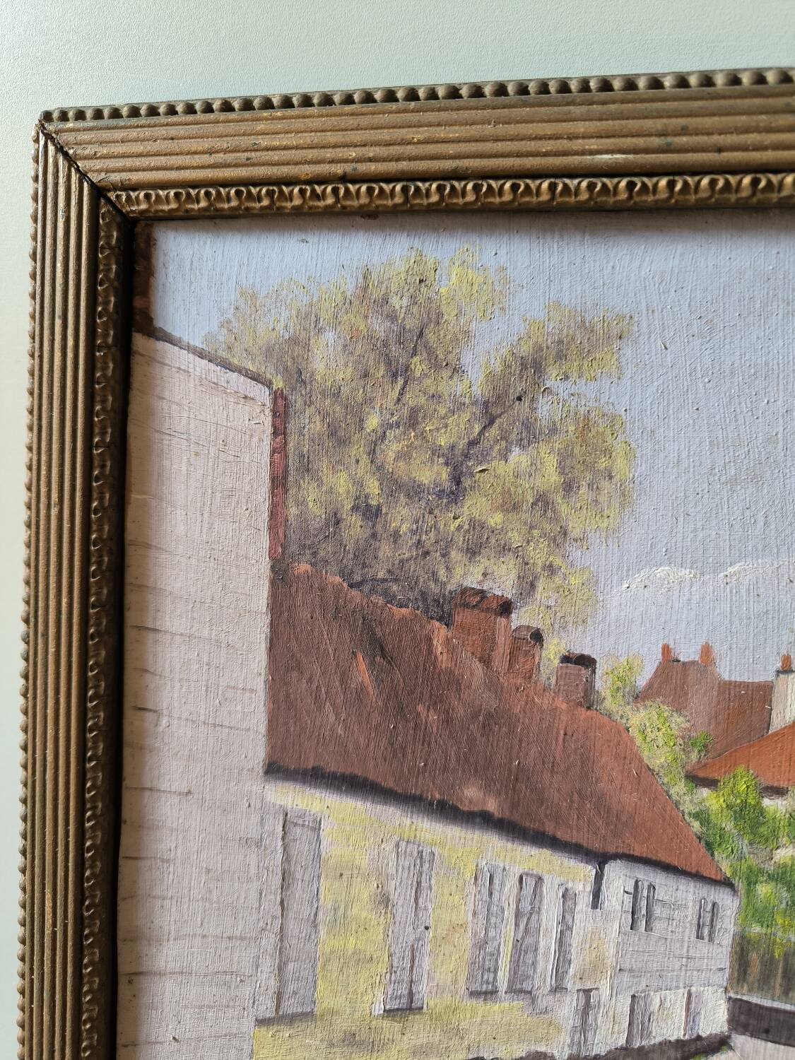 Vintage oil painting table signed M.Painta 1934 ruell.