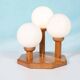 Bohemian glass ball table lamp from the 70s, wood & glass