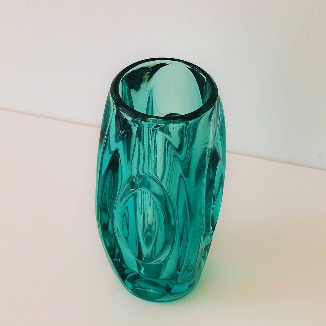 Vase à lentilles en forme de balle Sklo Union des années 1950