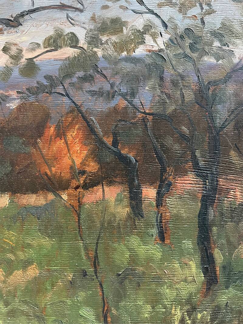 Painting “Wooded Landscape”, Oil on panel