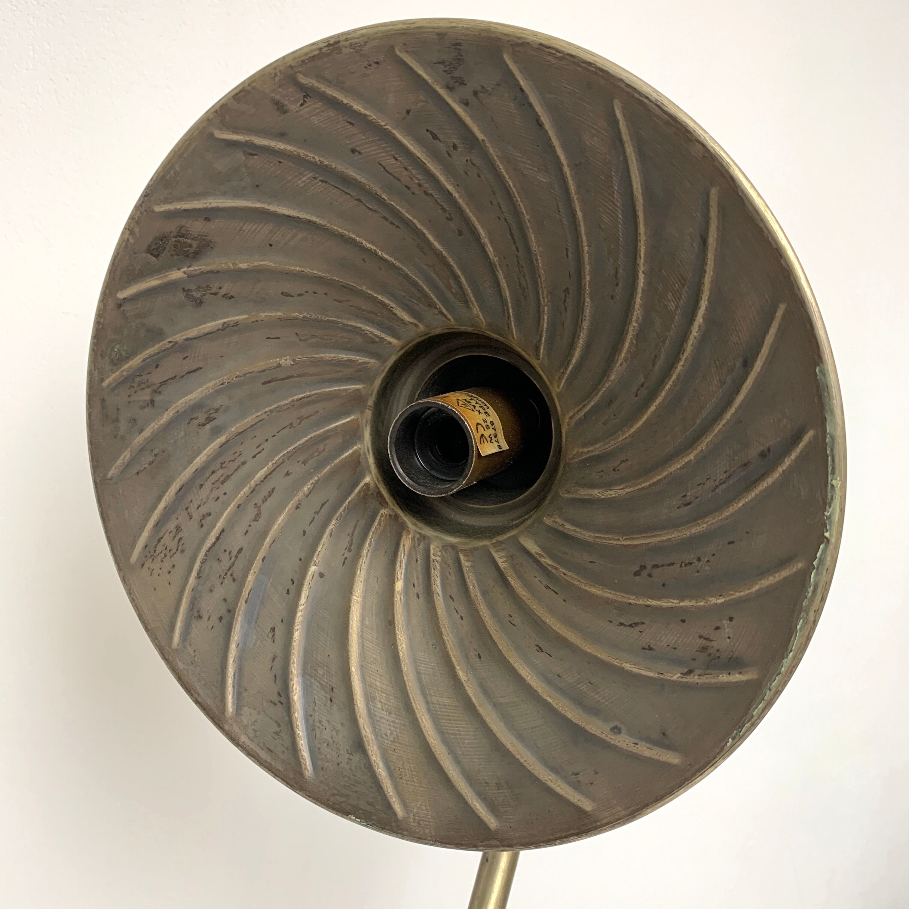 Gooseneck wall lamp old style silver metal patinated