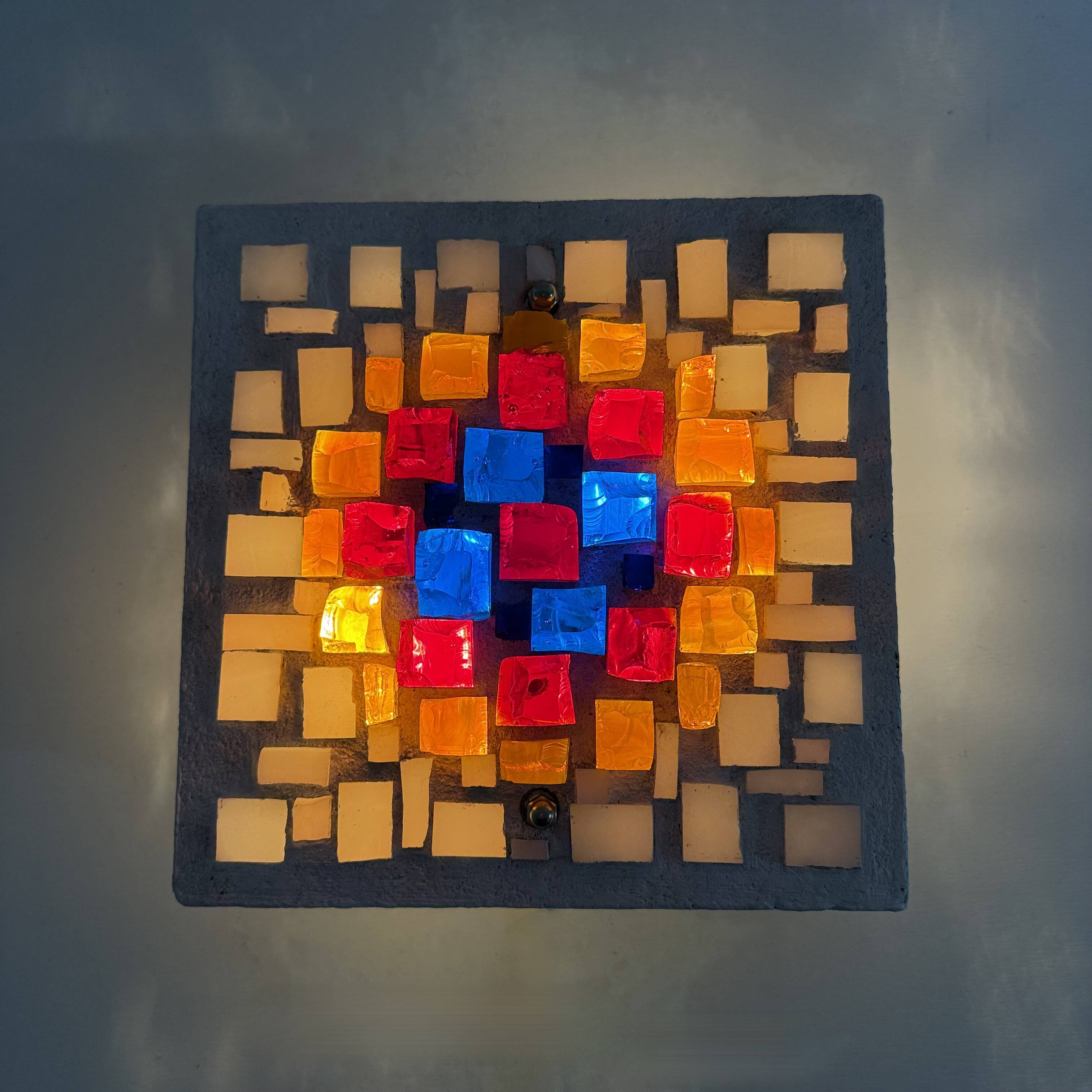 Brutalist wall lamp Glass with resin , 1970s , Germany