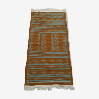 Berber carpet and blue 118 x 61 cm