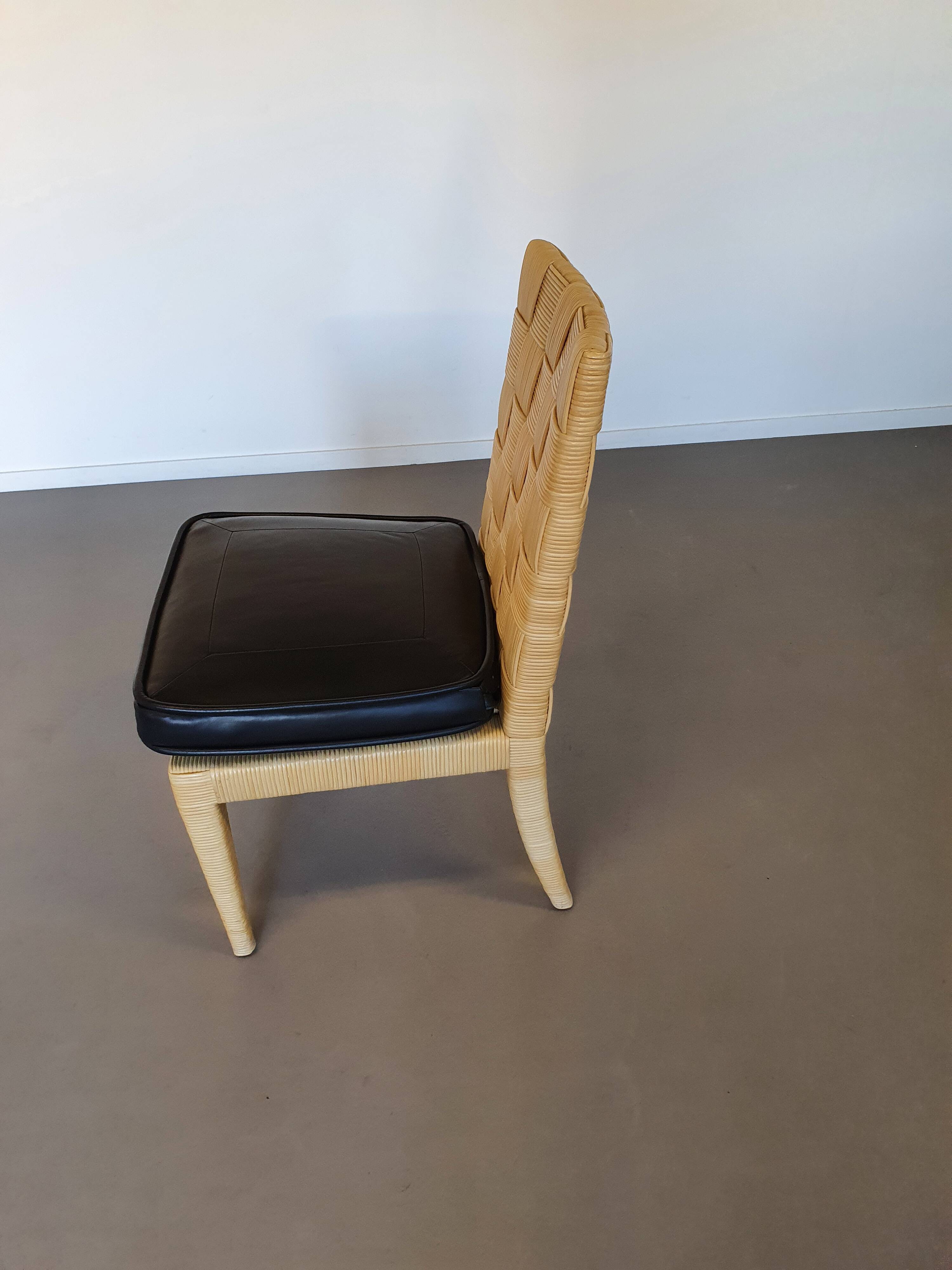 Donghia Block Island chairs 1990s original leather seats. 5 x armrests, 2 x without by John Hutton