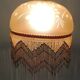 Vintage frosted glass pendant light with beaded fringes - Art Deco lamp