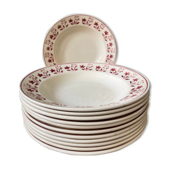 Set of 12 hollow plates in Badonviller earthenware France, early twentieth century