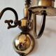 Pair of Dutch style 2-light brass wall lights