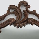 Baroque mirror with hand carved oak ornated frame, France 1950s