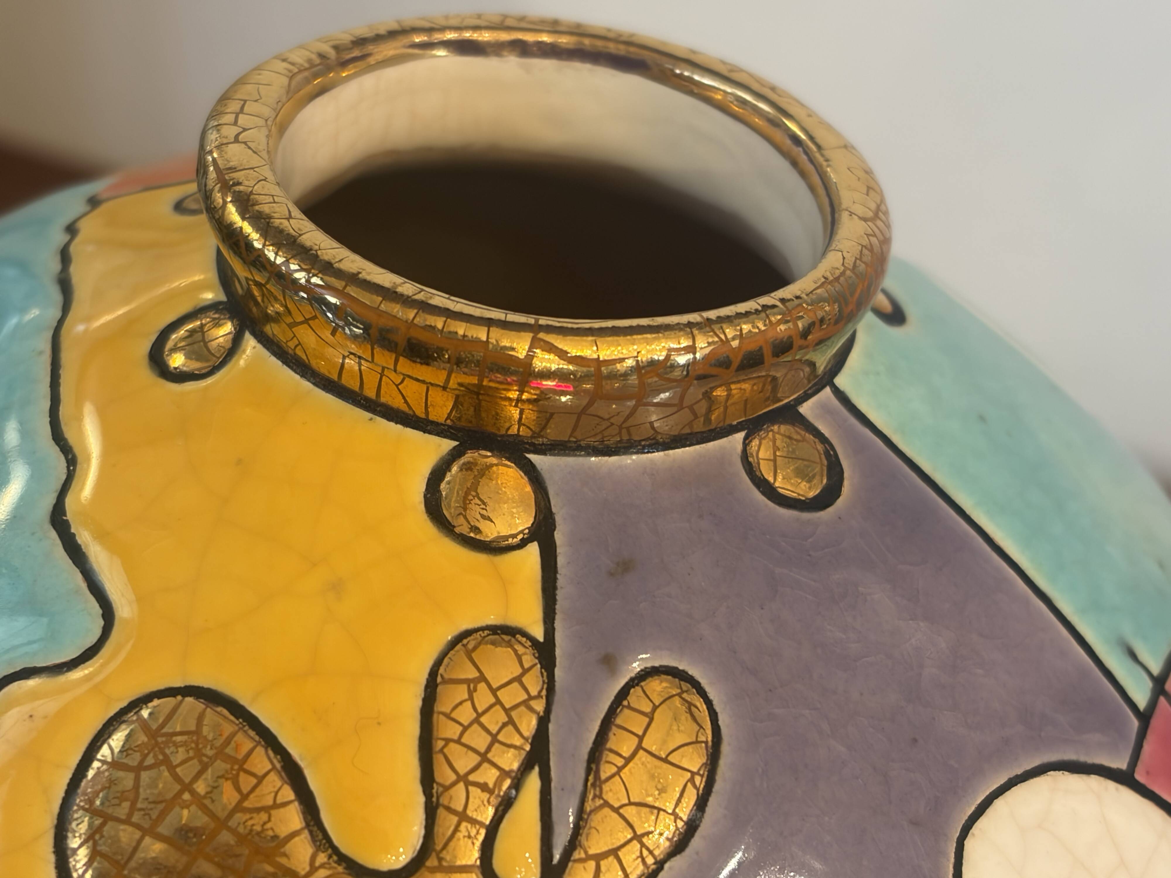 Bowl Vase Enamels of Longwy - Signed Nicolas De Wael