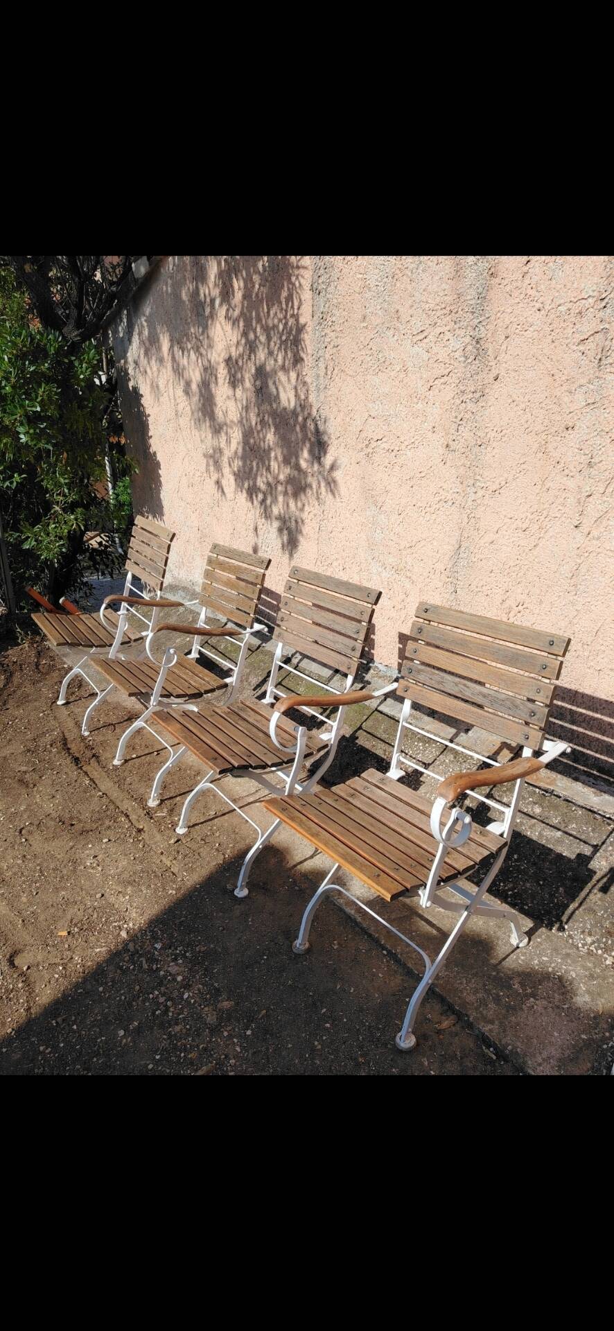 Salon de Jardin fer forgé teck bistrot vintage