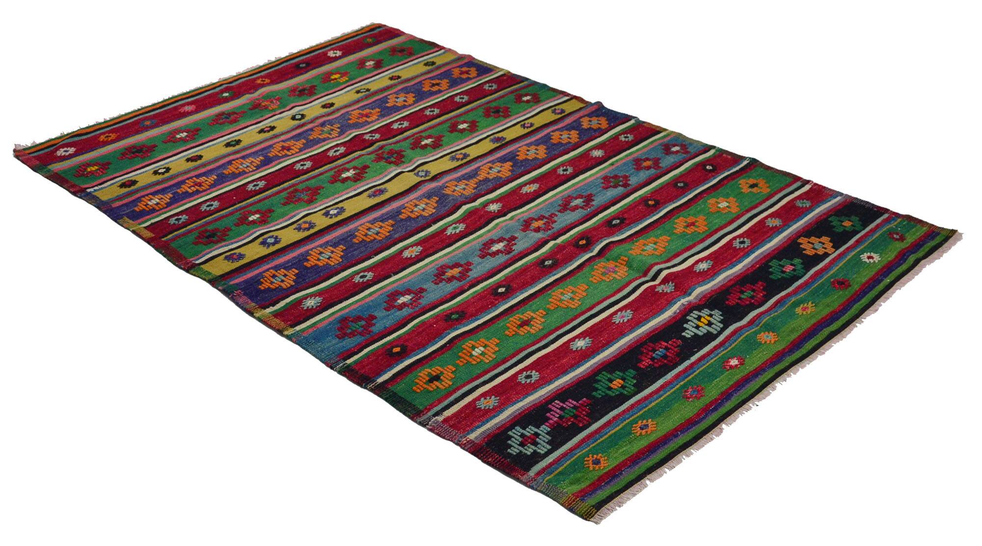 Kilim Oushak vintage multicoloured striped 250 x 163 cm
