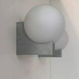 Paire d’appliques en métal brossé et opaline, France 1970