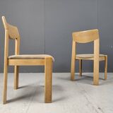 Lot de 6 chaises de salle à manger brutalistes en chêne - années 1970