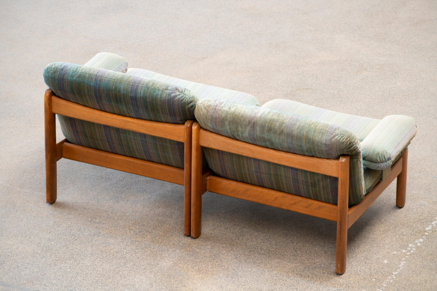 Pair of Scandinavian armchairs in teak and velvet, 1960