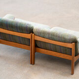 Pair of Scandinavian armchairs in teak and velvet, 1960