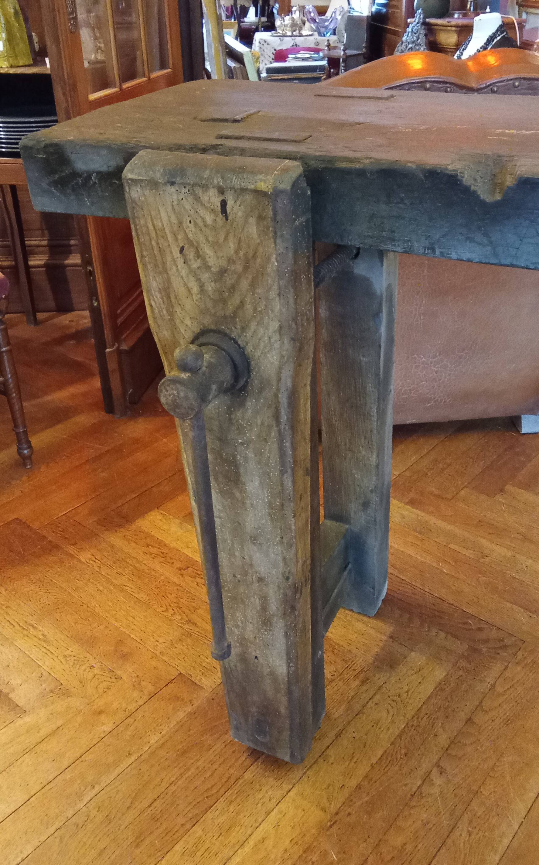 Old carpenter's workbench for furniture making.