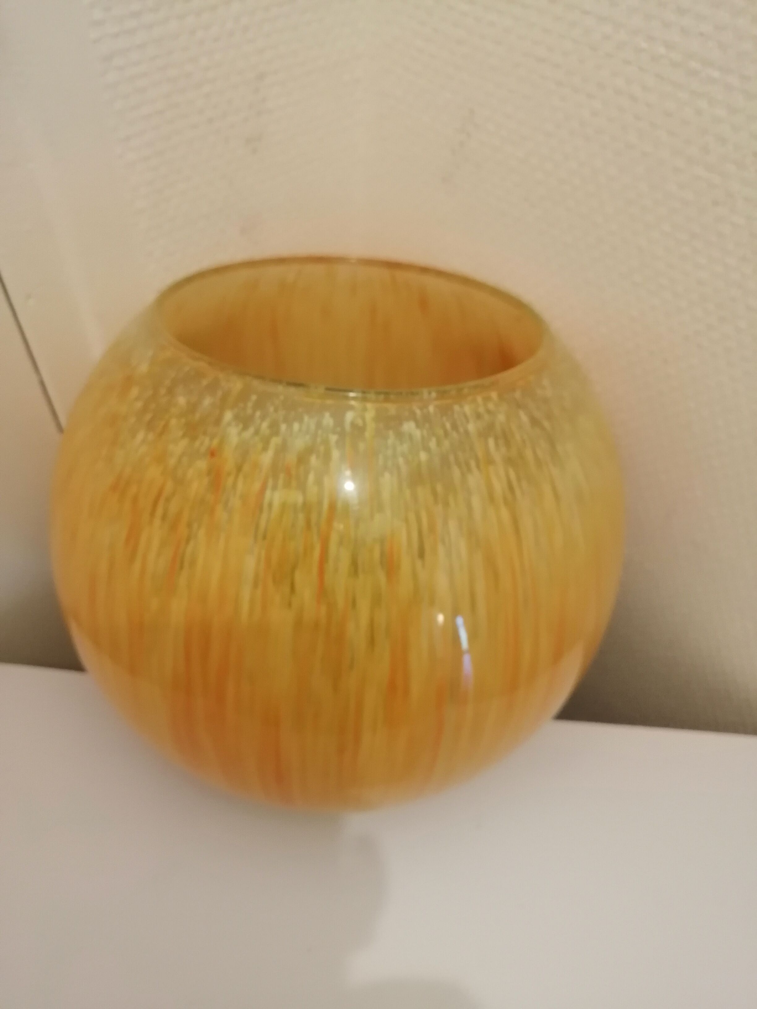 Vintage yellow and orange glass vase vintage