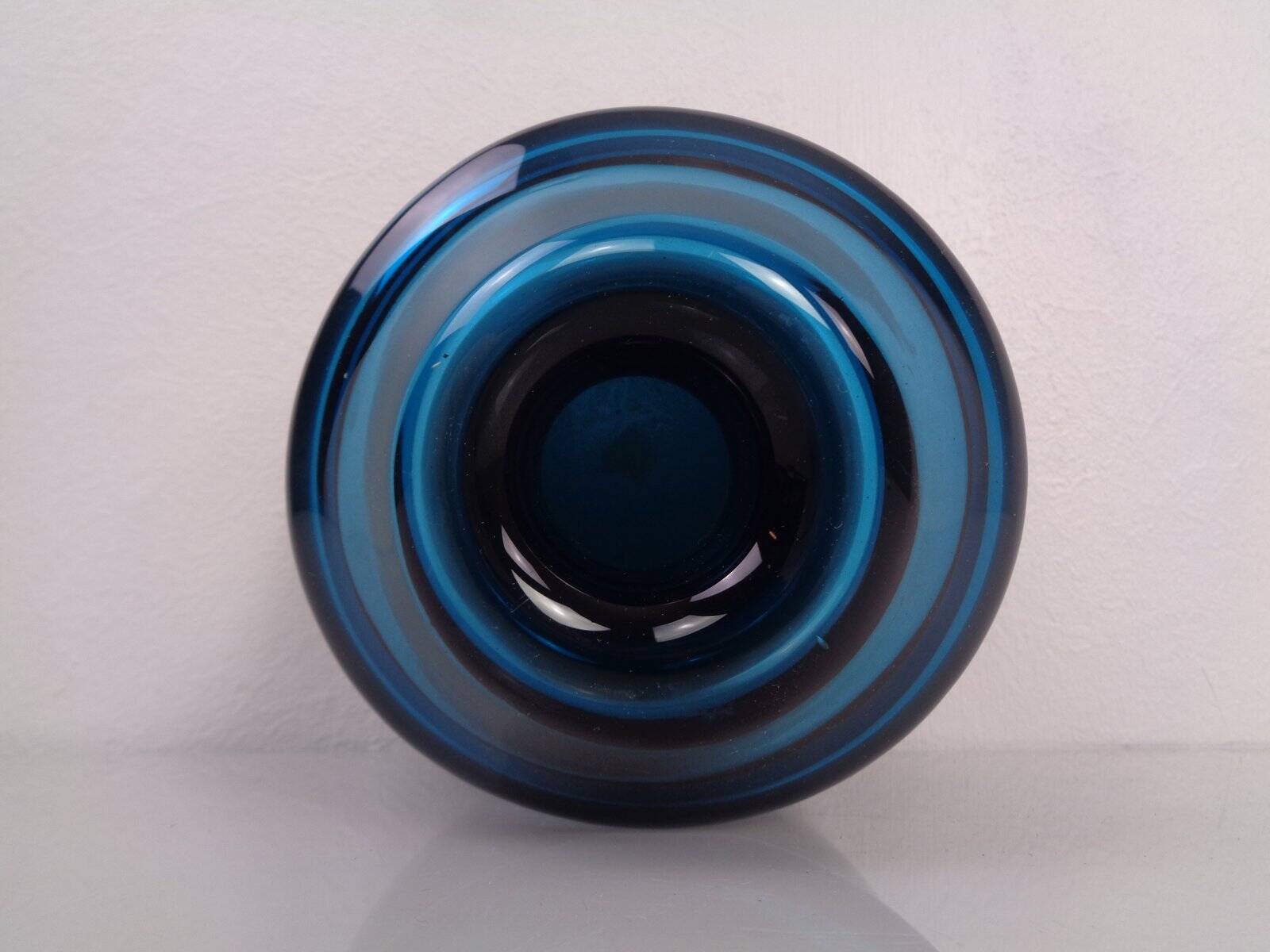 Hand-blown blue glass vase, Italy, 1960s