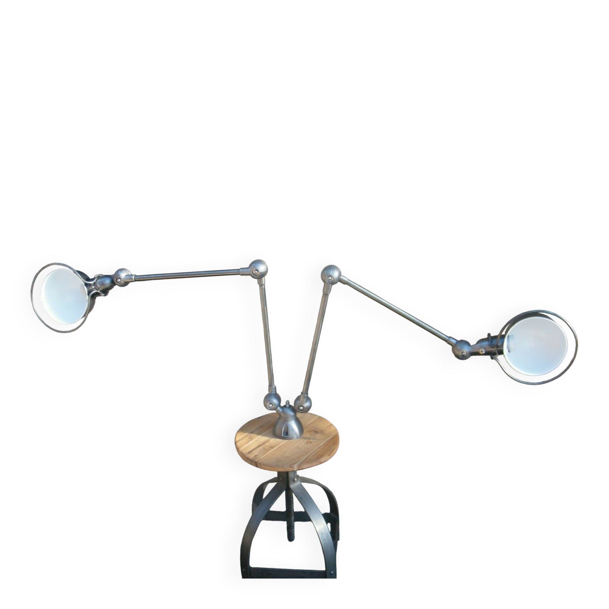 Magnificent double Jielde chandelier with 2 arms.