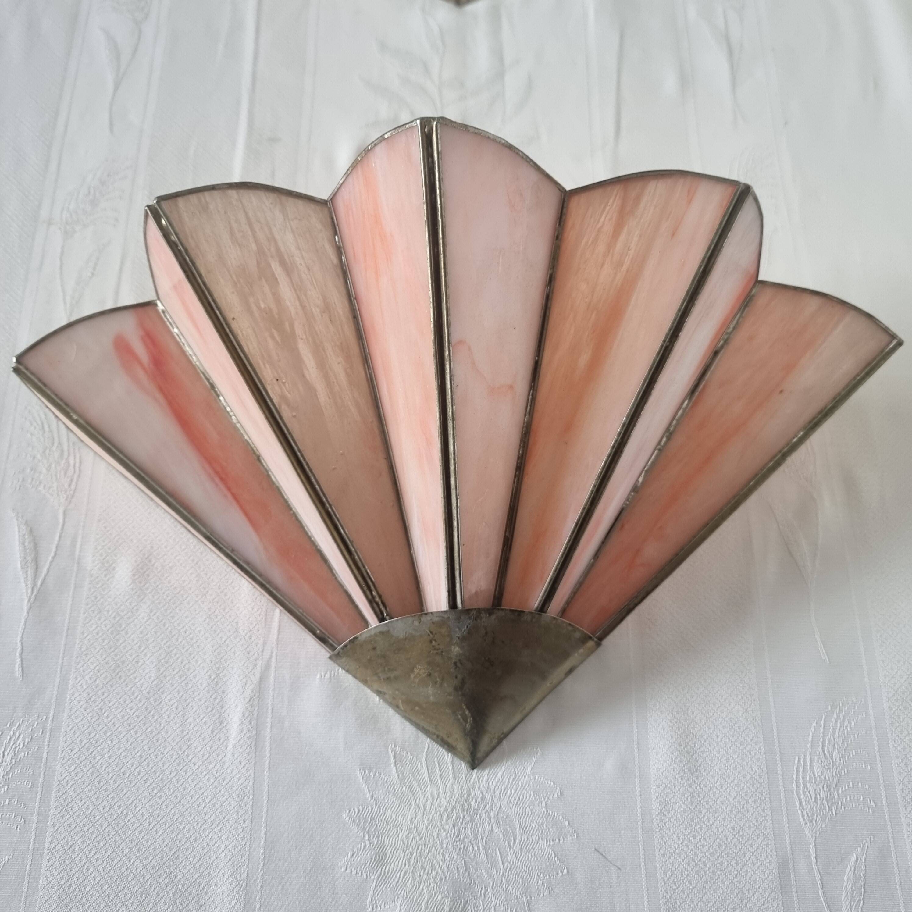 Art Deco style wall lights in brass and real glass paste
