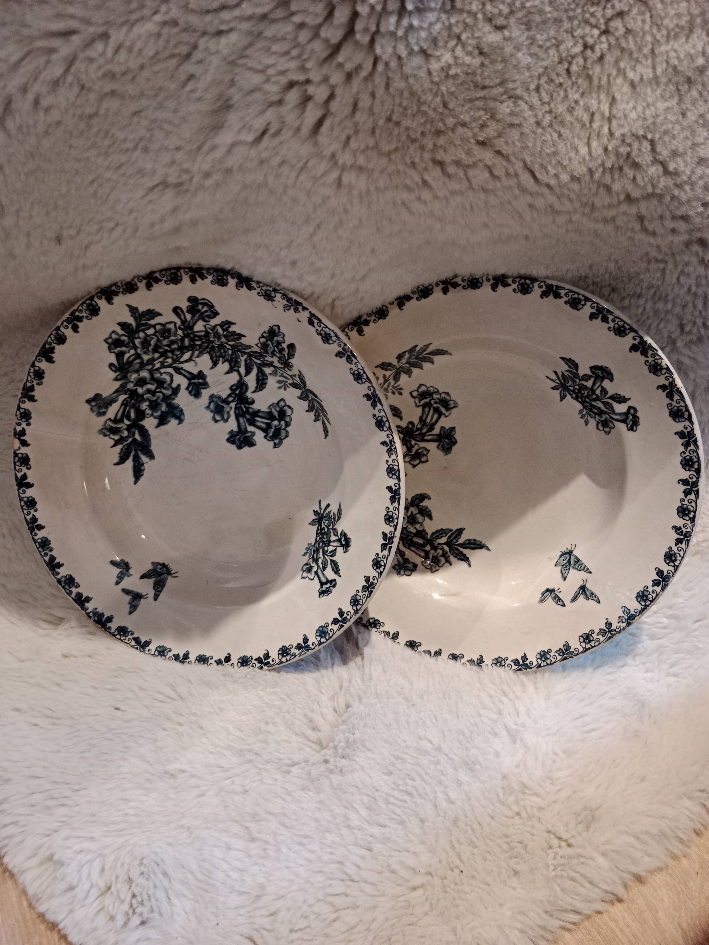 2 assiettes creuses en terre de fer