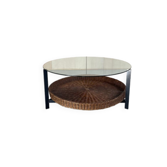 Roud Coffee Table with magazine holder, 1960s