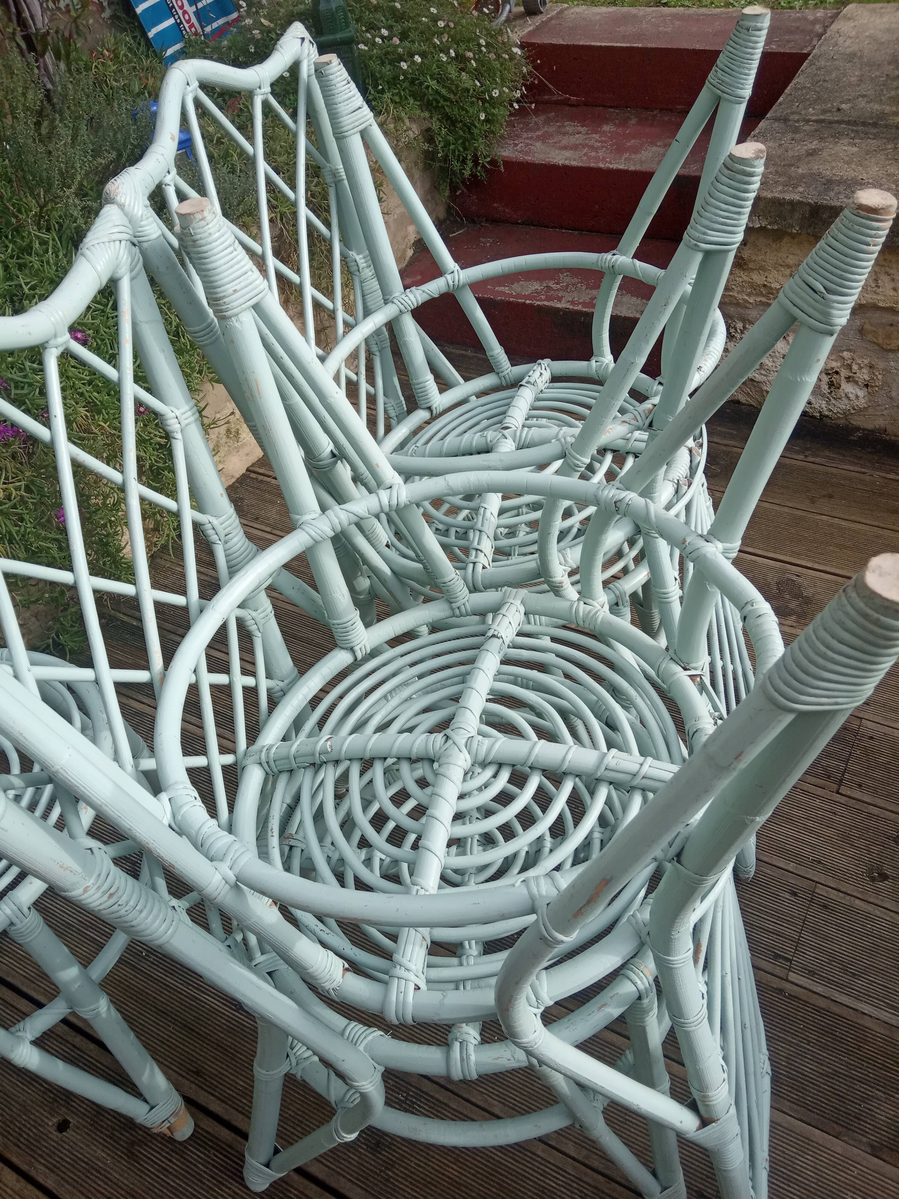 Lot of 5 rattan chairs 50s