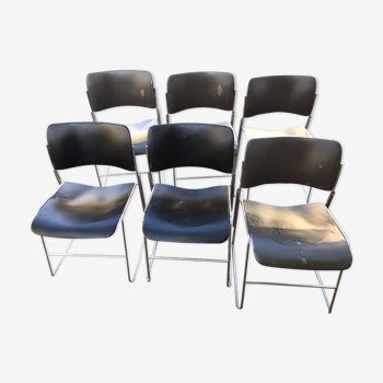 Lot de 6 chaises en métal design du 20ème David Rowland