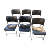 Set of 6 designer metal chairs from the 20th century David Rowland