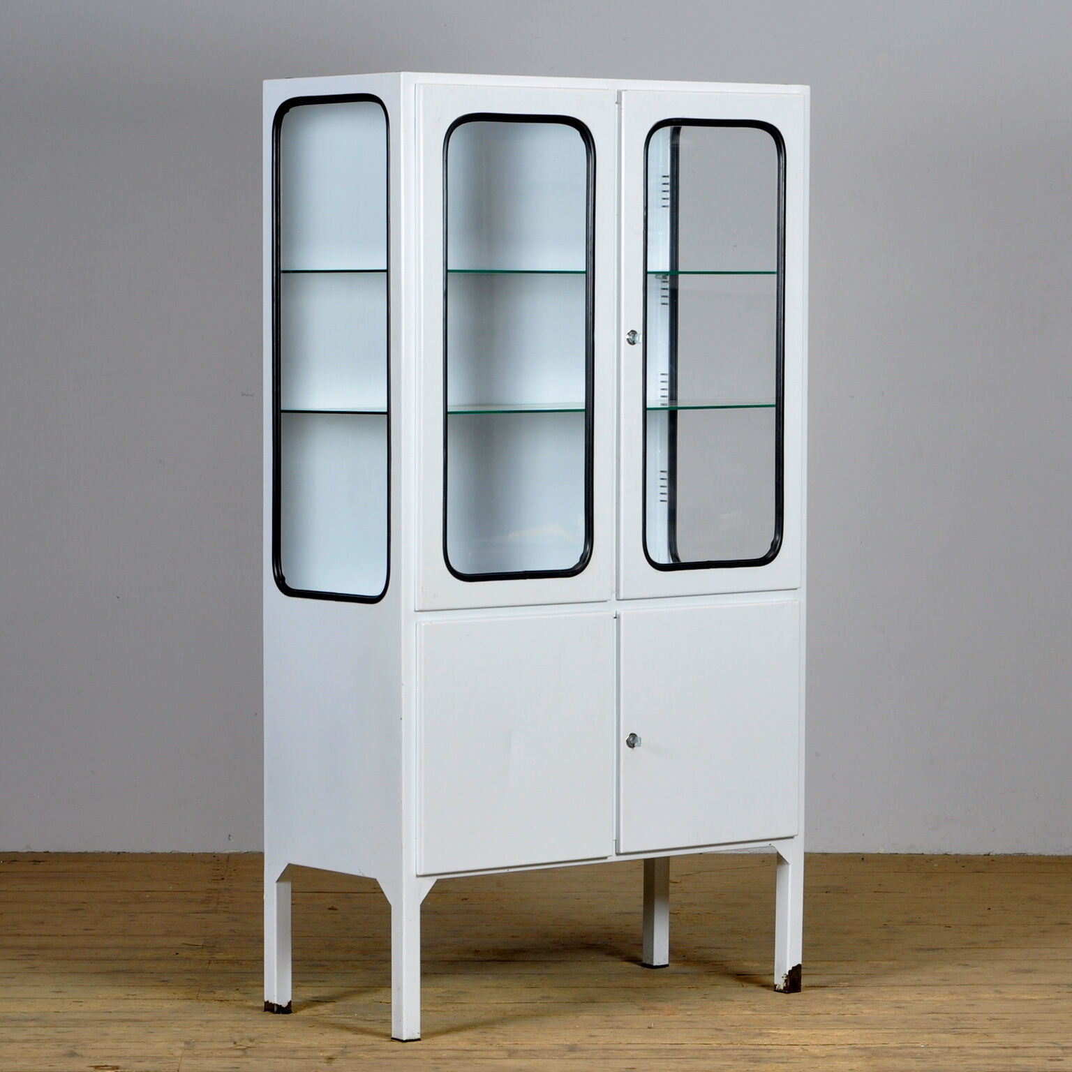 Glass & Iron Medical Cabinet, 1970s