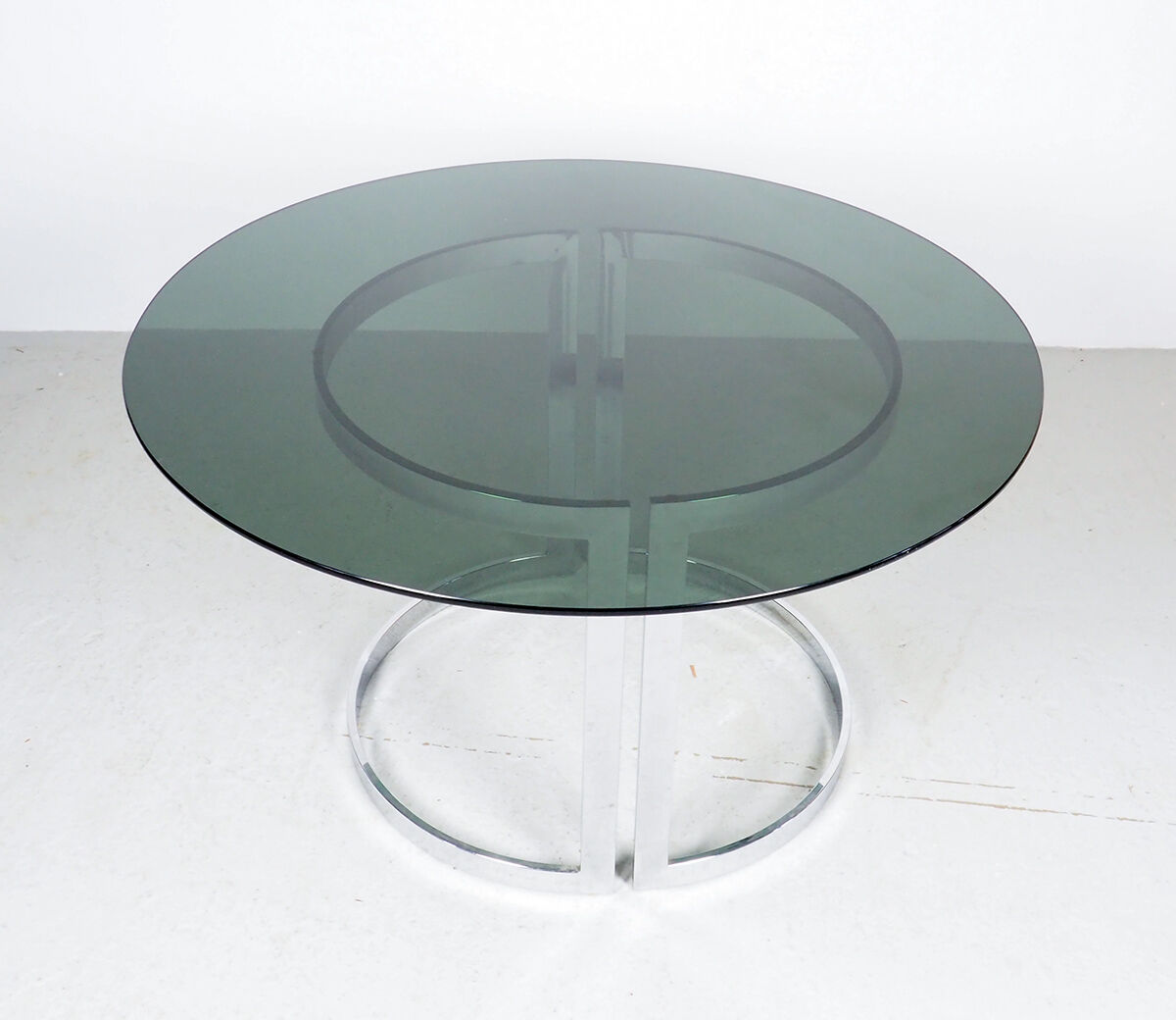 Milo Baughman chrome and smoked glass dinner table, 1970's