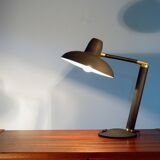 Lampe année 60 en acier noir et laiton, flexible