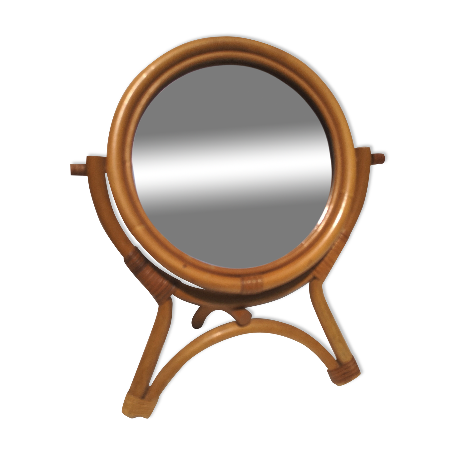 Mirror to pose, vintage, rattan